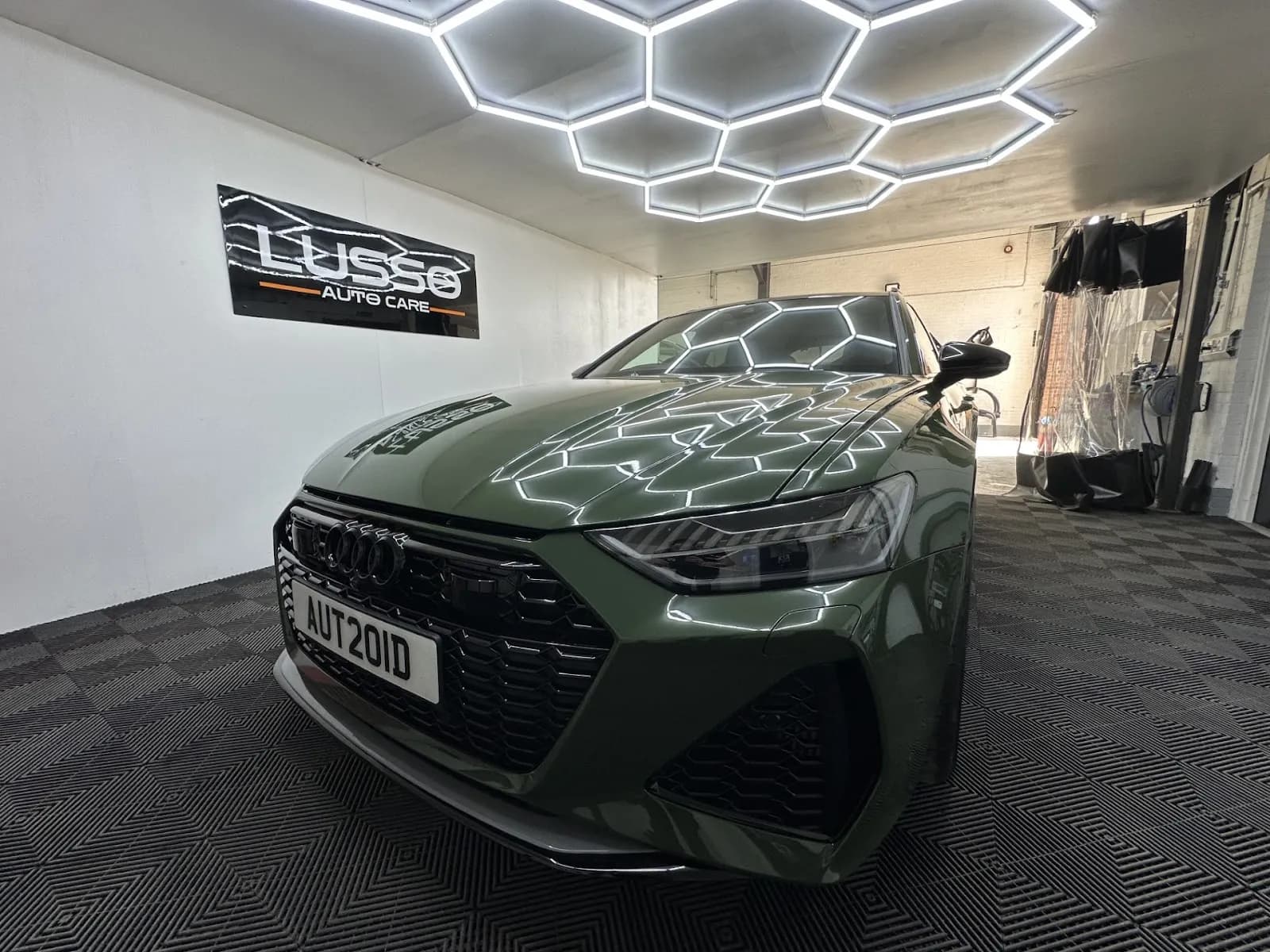 Green Audi detailed and finished in the Lusso Auto Care workshop